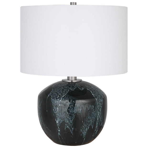 Uttermost Highlands Deep Emerald Green Glazed Ceramic Table Lamp With White Shade