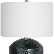 Uttermost Highlands Deep Emerald Green Glazed Ceramic Table Lamp With White Shade