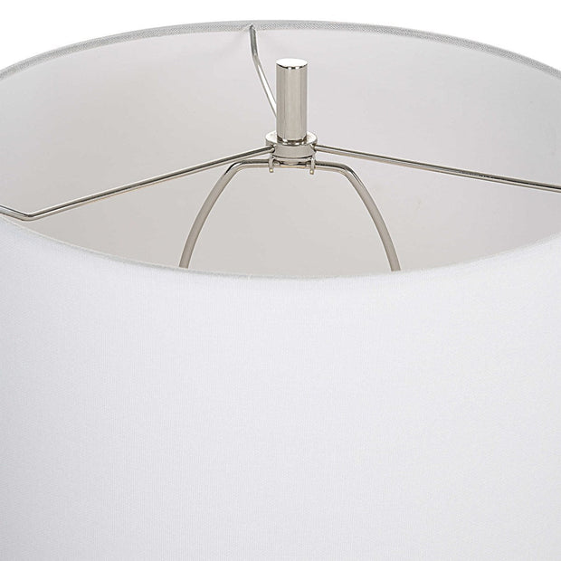 Uttermost Chalice Taupe, Tan and Charcoal Ceramic Table Lamp With White Linen Shade