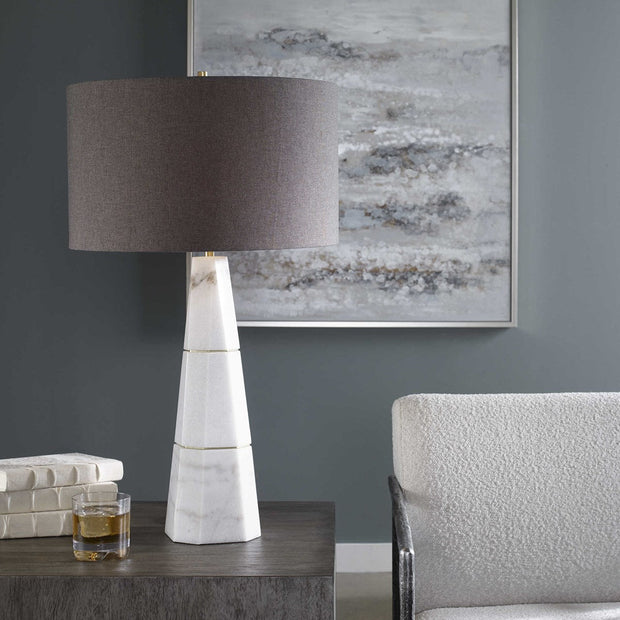 Uttermost Citadel Marble Table Lamp With Charcoal Gray Shade