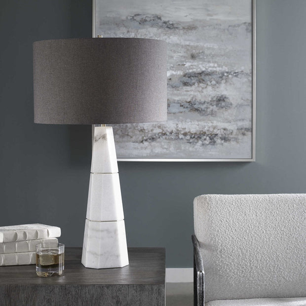 Uttermost Citadel Marble Table Lamp With Charcoal Gray Shade