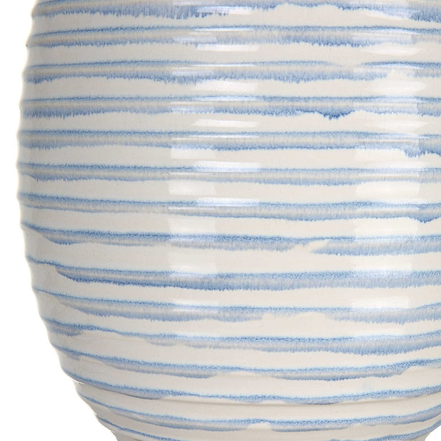 Uttermost Clariot Blue and White Glazed Ceramic Table Lamp With White Linen Shade