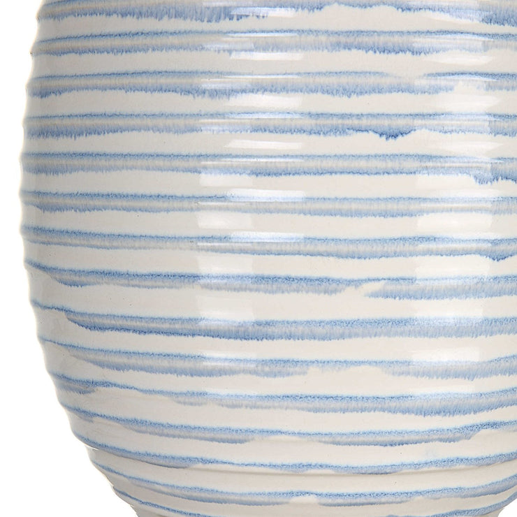 Uttermost Clariot Blue and White Glazed Ceramic Table Lamp With White Linen Shade