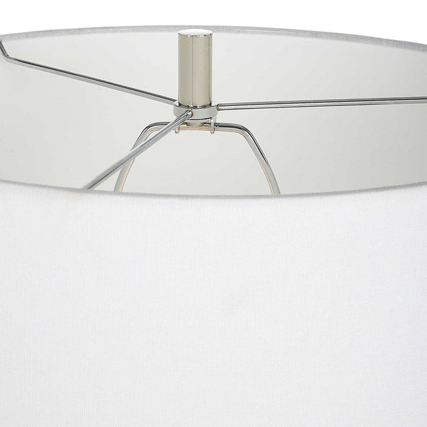 Uttermost Clariot Blue and White Glazed Ceramic Table Lamp With White Linen Shade