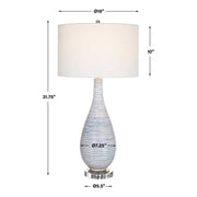 Uttermost Clariot Blue and White Glazed Ceramic Table Lamp With White Linen Shade