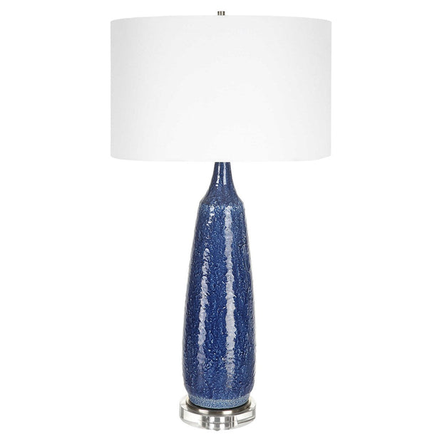Uttermost Newport Cobalt Blue Glazed Ceramic Table Lamp With White Linen Shade