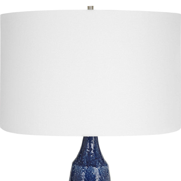 Uttermost Newport Cobalt Blue Glazed Ceramic Table Lamp With White Linen Shade