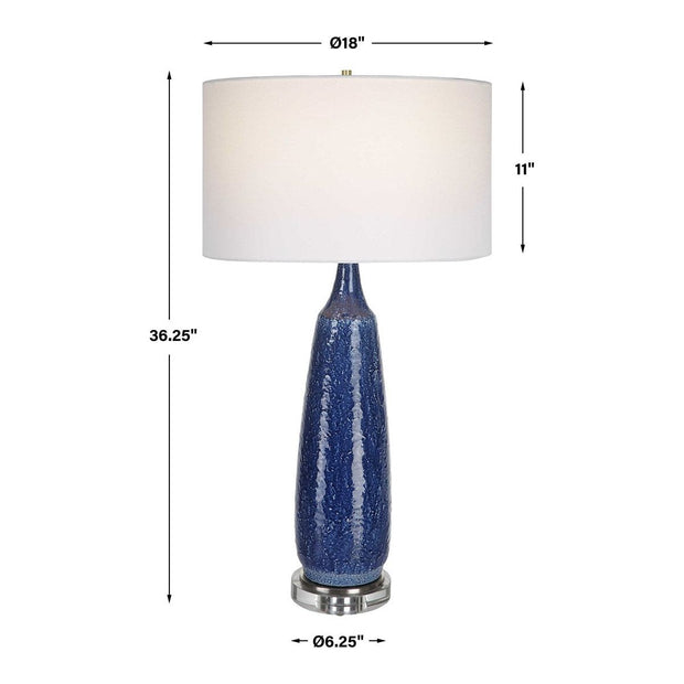 Uttermost Newport Cobalt Blue Glazed Ceramic Table Lamp With White Linen Shade