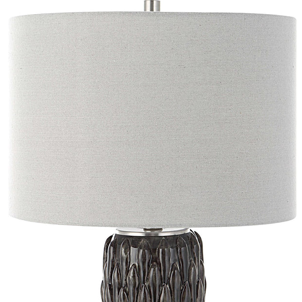 Uttermost Nettle Mushroom Gray Glazed Ceramic Table Lamp With Drum Shade
