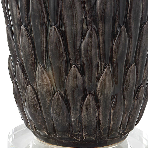 Uttermost Nettle Mushroom Gray Glazed Ceramic Table Lamp With Drum Shade