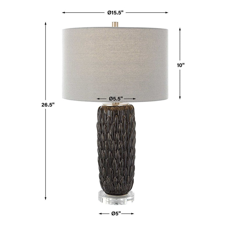 Uttermost Nettle Mushroom Gray Glazed Ceramic Table Lamp With Drum Shade