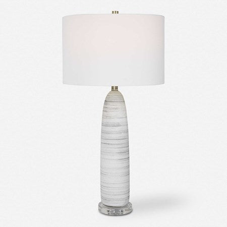 Uttermost Levadia White Glazed Ceramic Table Lamp With White Drum Shade