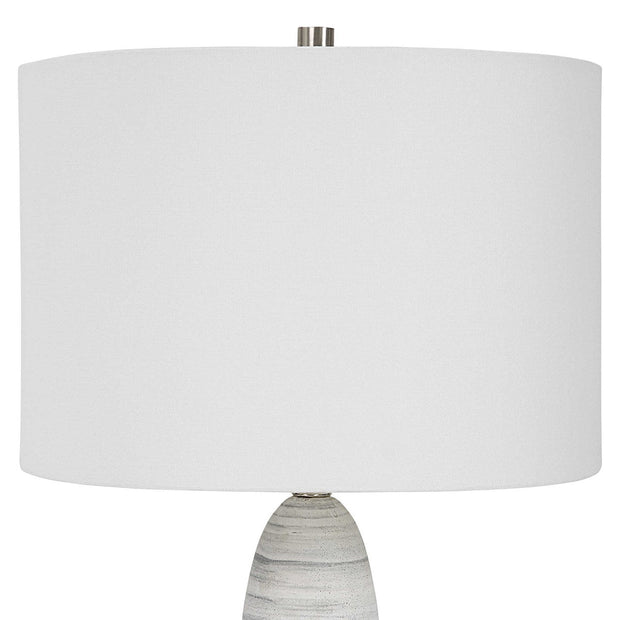 Uttermost Levadia White Glazed Ceramic Table Lamp With White Drum Shade