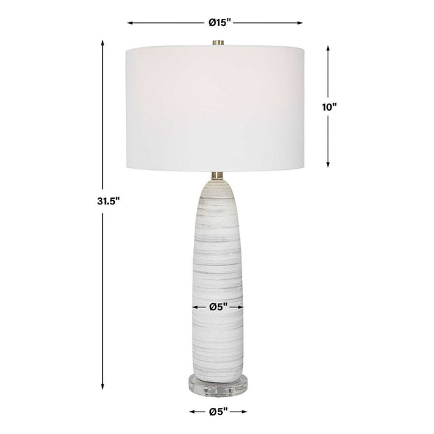 Uttermost Levadia White Glazed Ceramic Table Lamp With White Drum Shade