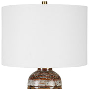 Uttermost Roan Clay, Taupe and Charcoal Ceramic Table Lamp With White Linen Shade