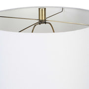 Uttermost Roan Clay, Taupe and Charcoal Ceramic Table Lamp With White Linen Shade