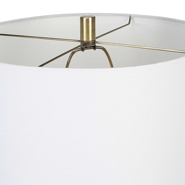 Uttermost Roan Clay, Taupe and Charcoal Ceramic Table Lamp With White Linen Shade