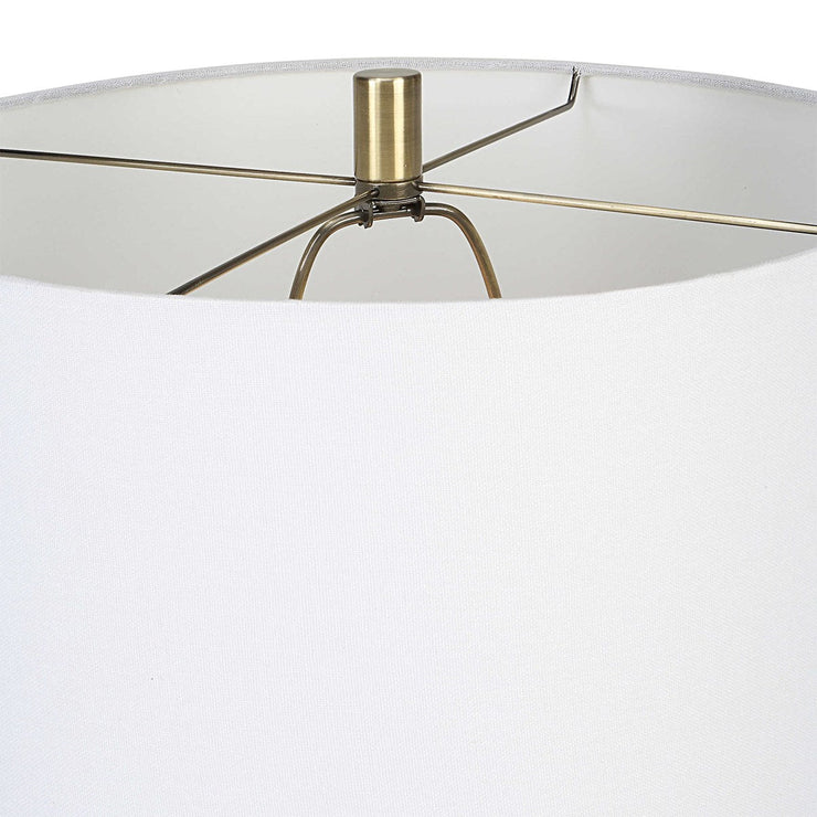Uttermost Roan Clay, Taupe and Charcoal Ceramic Table Lamp With White Linen Shade