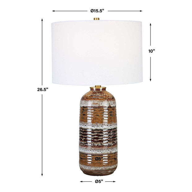 Uttermost Roan Clay, Taupe and Charcoal Ceramic Table Lamp With White Linen Shade
