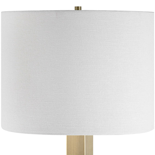 Uttermost Duomo Antique Brass Table Lamp With White Linen Shade