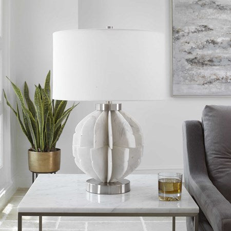 Uttermost Repetition White Marble Table Lamp With White Shade