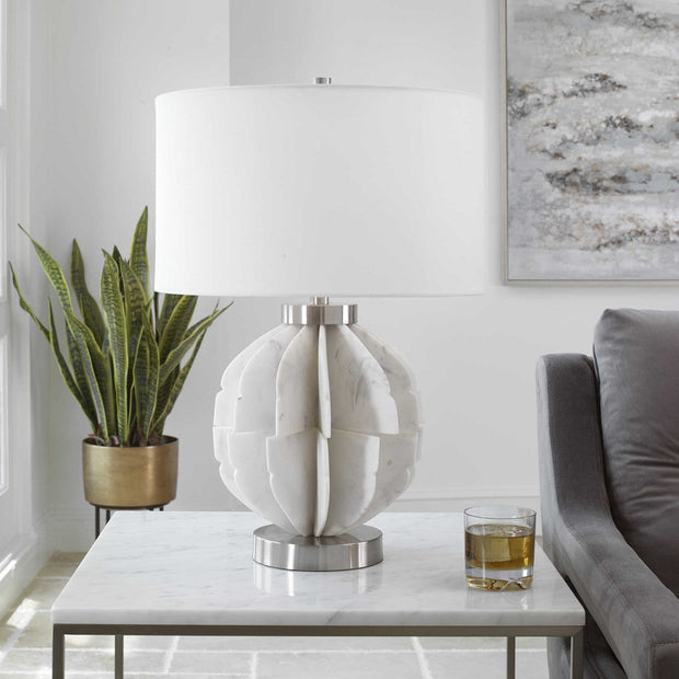 Uttermost Repetition White Marble Table Lamp With White Shade