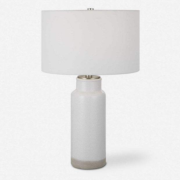 Uttermost Albany Textured White Glaze Ceramic Table Lamp With Drum Shade