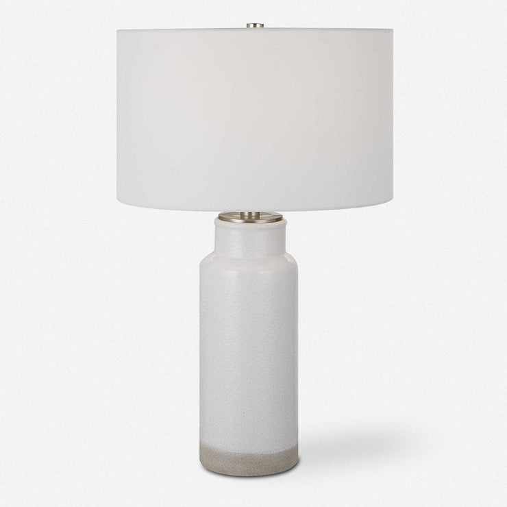 Uttermost Albany Textured White Glaze Ceramic Table Lamp With Drum Shade