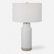 Uttermost Albany Textured White Glaze Ceramic Table Lamp With Drum Shade
