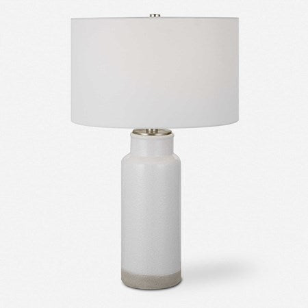 Uttermost Albany Textured White Glaze Ceramic Table Lamp With Drum Shade