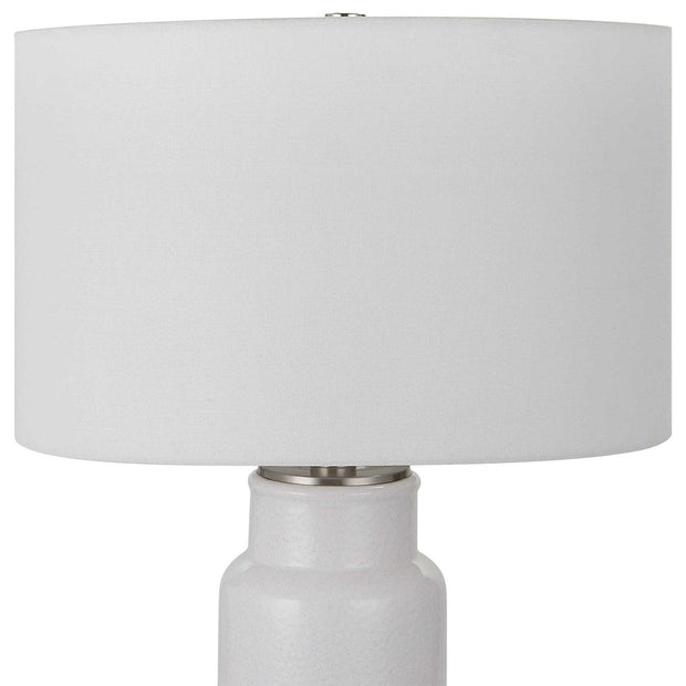 Uttermost Albany Textured White Glaze Ceramic Table Lamp With Drum Shade