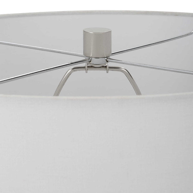 Uttermost Albany Textured White Glaze Ceramic Table Lamp With Drum Shade