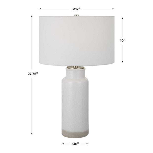 Uttermost Albany Textured White Glaze Ceramic Table Lamp With Drum Shade