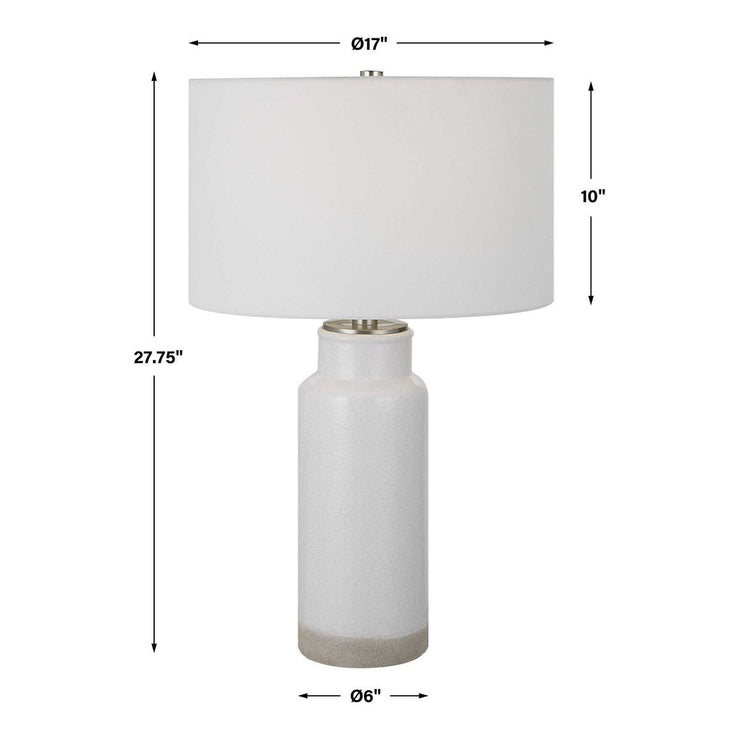 Uttermost Albany Textured White Glaze Ceramic Table Lamp With Drum Shade