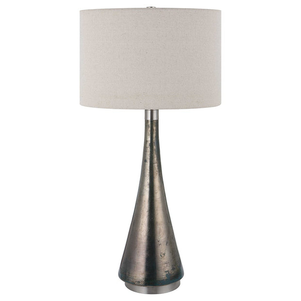 Uttermost Contour Blue Green Metallic Glass Table Lamp With Oatmeal Drum Shade