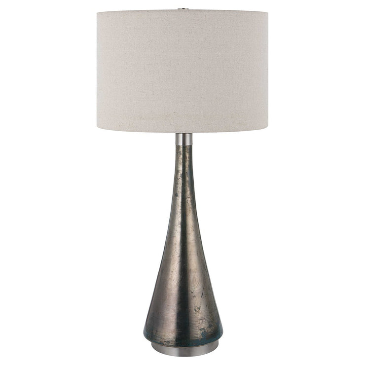 Uttermost Contour Blue Green Metallic Glass Table Lamp With Oatmeal Drum Shade