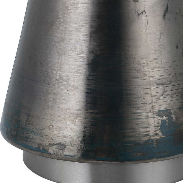Uttermost Contour Blue Green Metallic Glass Table Lamp With Oatmeal Drum Shade