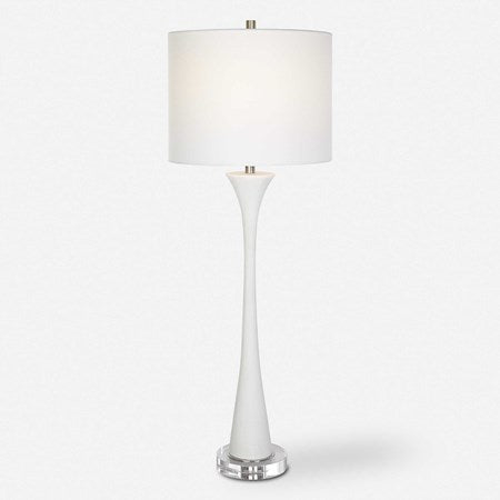 Uttermost Fountain Ivory Stone and Marble Buffet Lamp With White Shade