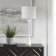 Uttermost Fountain Ivory Stone and Marble Buffet Lamp With White Shade