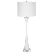 Uttermost Fountain Ivory Stone and Marble Buffet Lamp With White Shade