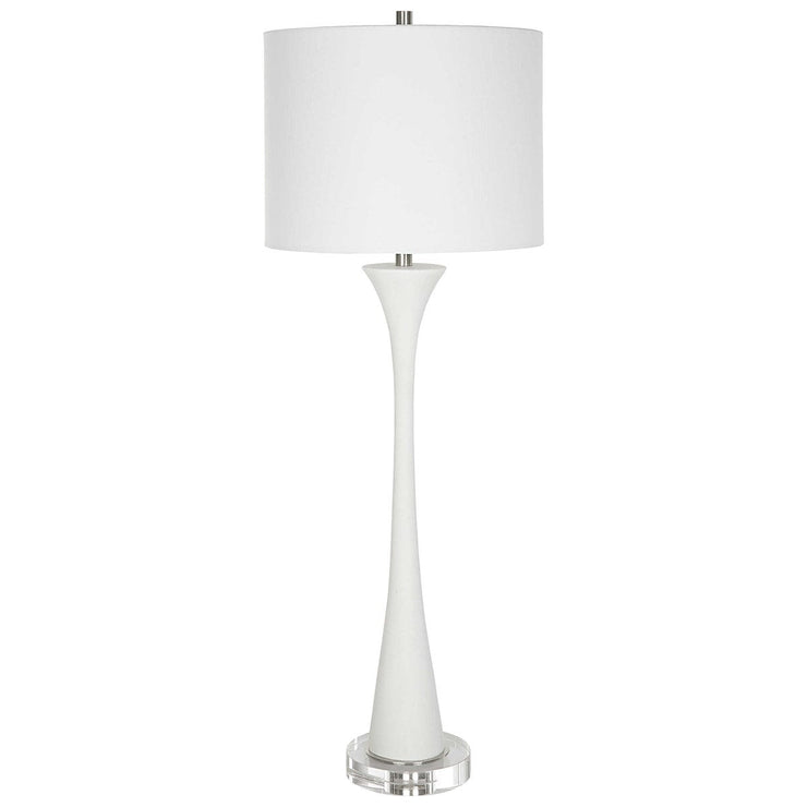 Uttermost Fountain Ivory Stone and Marble Buffet Lamp With White Shade