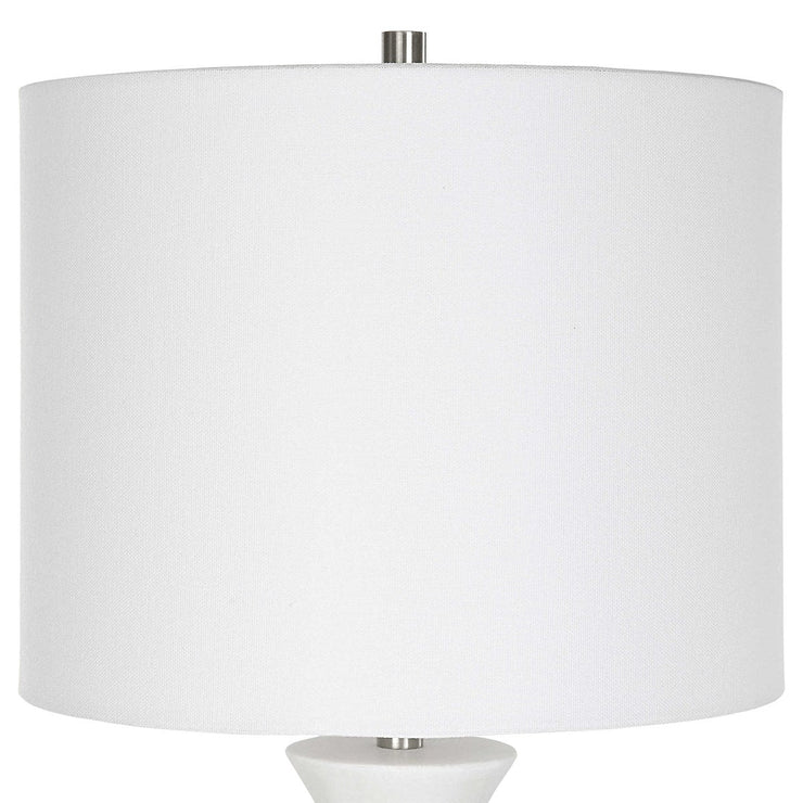 Uttermost Fountain Ivory Stone and Marble Buffet Lamp With White Shade