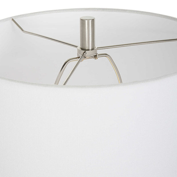 Uttermost Fountain Ivory Stone and Marble Buffet Lamp With White Shade