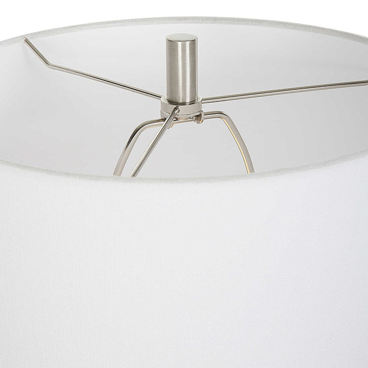 Uttermost Fountain Ivory Stone and Marble Buffet Lamp With White Shade