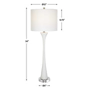 Uttermost Fountain Ivory Stone and Marble Buffet Lamp With White Shade
