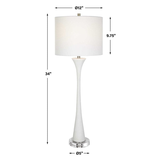 Uttermost Fountain Ivory Stone and Marble Buffet Lamp With White Shade