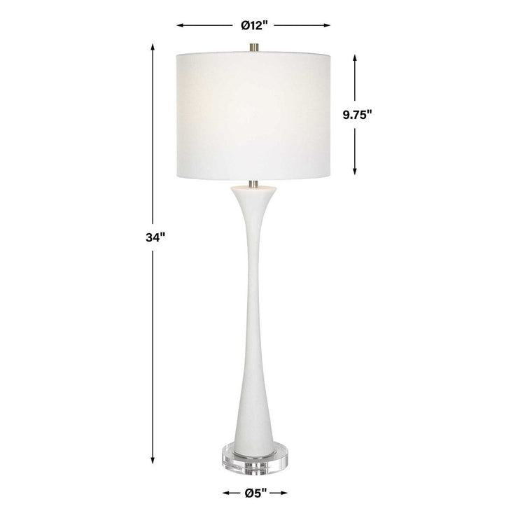 Uttermost Fountain Ivory Stone and Marble Buffet Lamp With White Shade