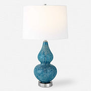 Uttermost Avalon Light Blue and Turquoise Glass Table Lamp With White Shade
