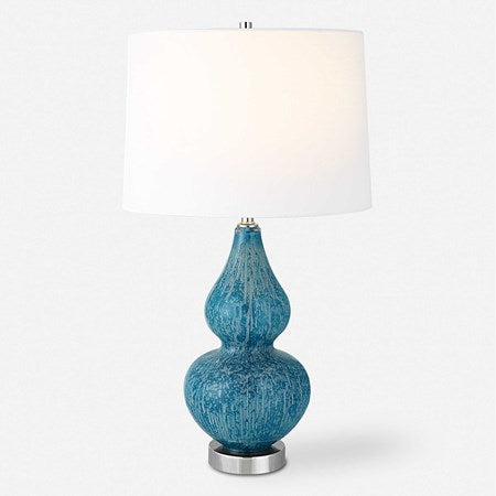 Uttermost Avalon Light Blue and Turquoise Glass Table Lamp With White Shade
