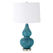 Uttermost Avalon Light Blue and Turquoise Glass Table Lamp With White Shade
